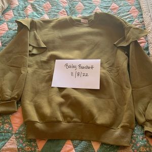 The More You Know Olive Green Ruffle Pullover